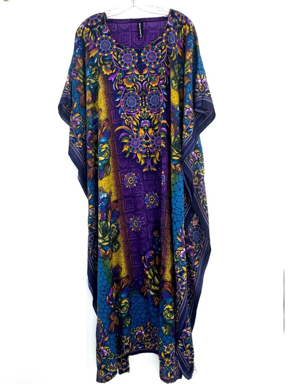 American Leisure Floral Kaftan Dress Free Size Vibrant Multicolor Boho